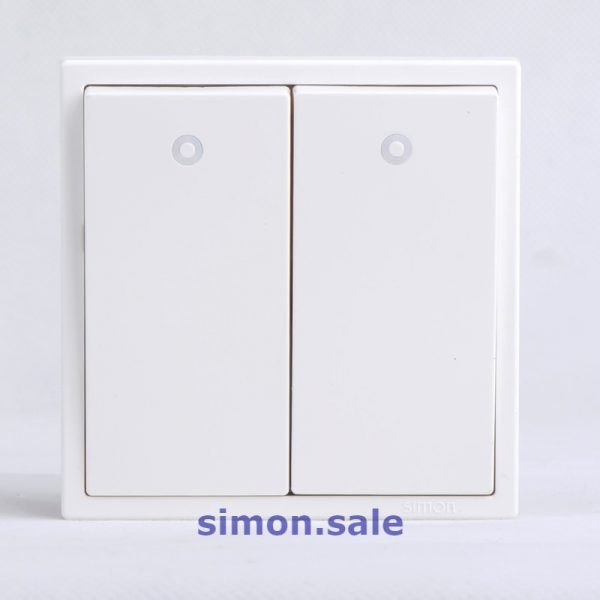 thiết bị điện Simon công tắc đôi có đèn LED Simon i7 màu trắng mặt vuông