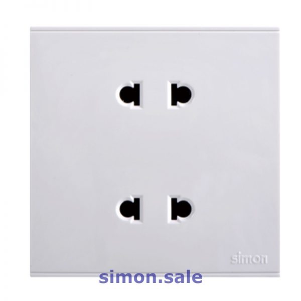 thiết bị điện Simon ổ cắm đôi 2 chấu Simon E6 màu trắng mặt vuông 721072