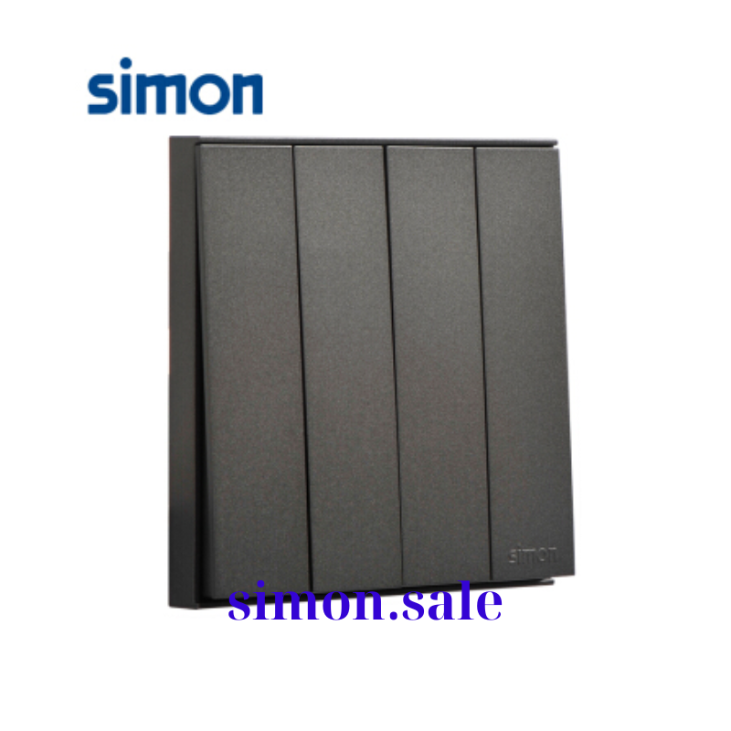 Cong tac bon mot chieu co đen LED mau ghi xam Simon series E6 721043-61